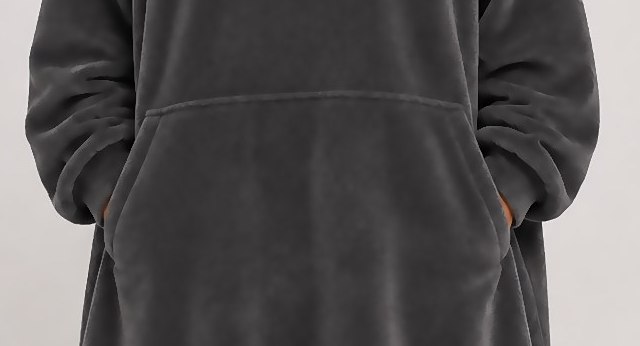 Close-up of the full-width kangaroo pocket.